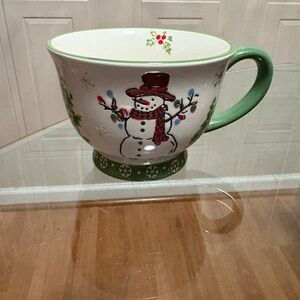 Potter's Studio Floral Christmas Ceramic Snowman ☃️ ⛄️ 12 oz. Coffee/Tea Mug